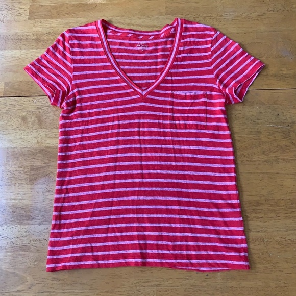 J. Crew Love Linen Front Pocket Red & Pink Stripes Short Sleeve T-Shirt, Size S - Picture 7 of 7
